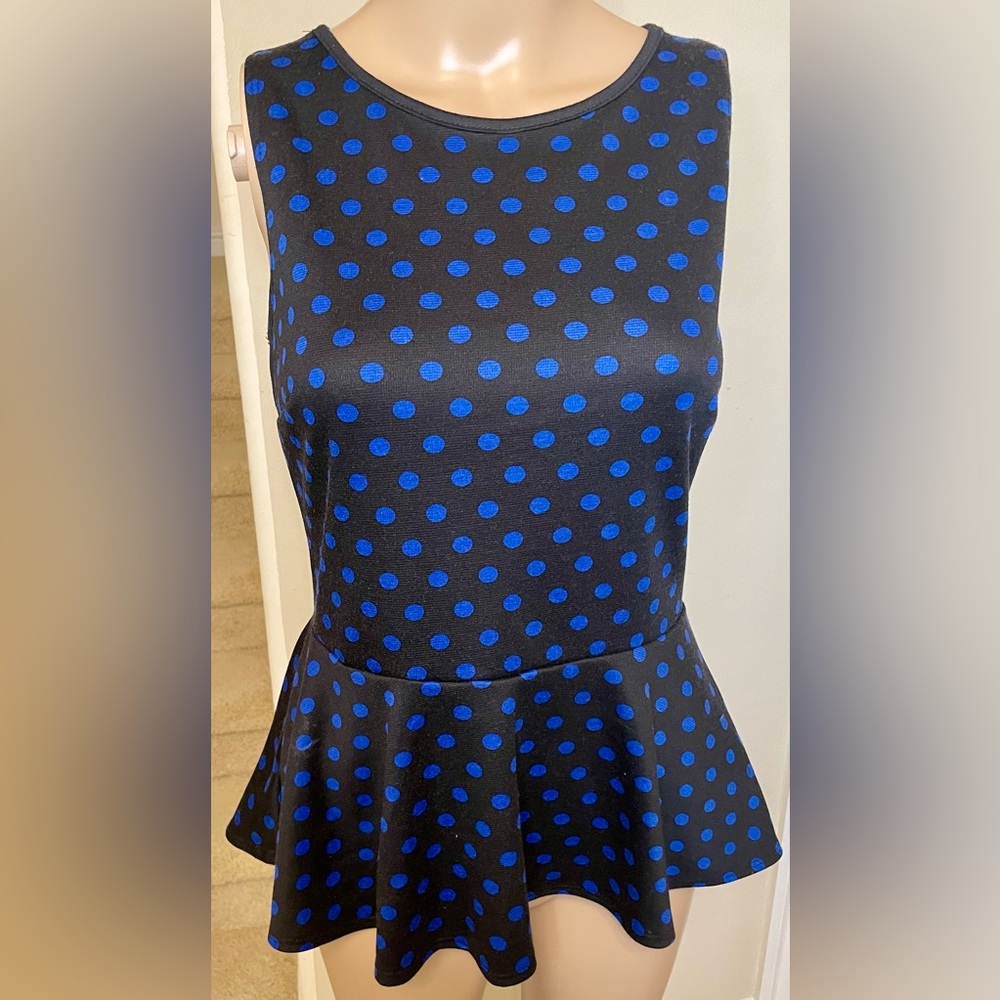 NWT THX Polka Dot Peplum Top, Size M
